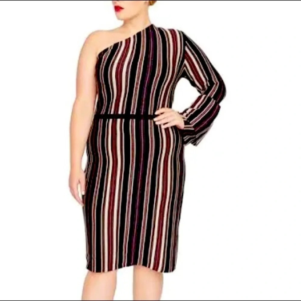 Rachel Roy one shoulder sweater dress bell sleeve​​​